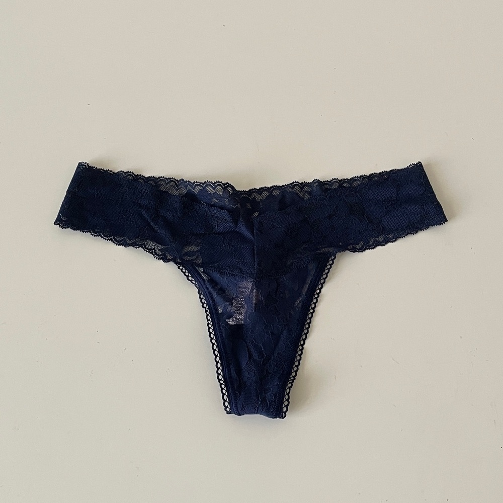 Victoria's Secret Lace Thong Navy Blue